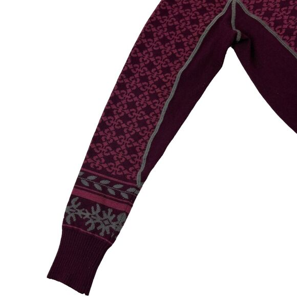 Cabela's Maroon Merino Wool Blend Nordic Zip Up Cardigan Size L - Picture 6 of 11